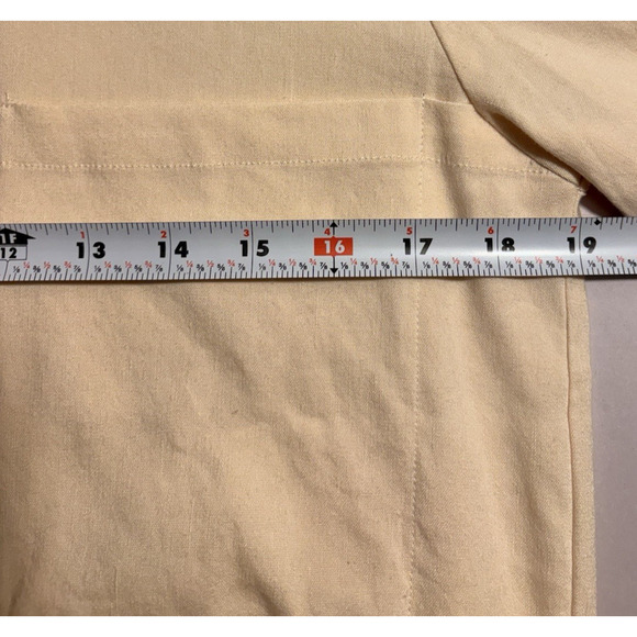 MONROW Linen Blend Button Front Midi Shirt Dress Tunic Pale Yellow Coastal S NWT - Picture 12 of 12